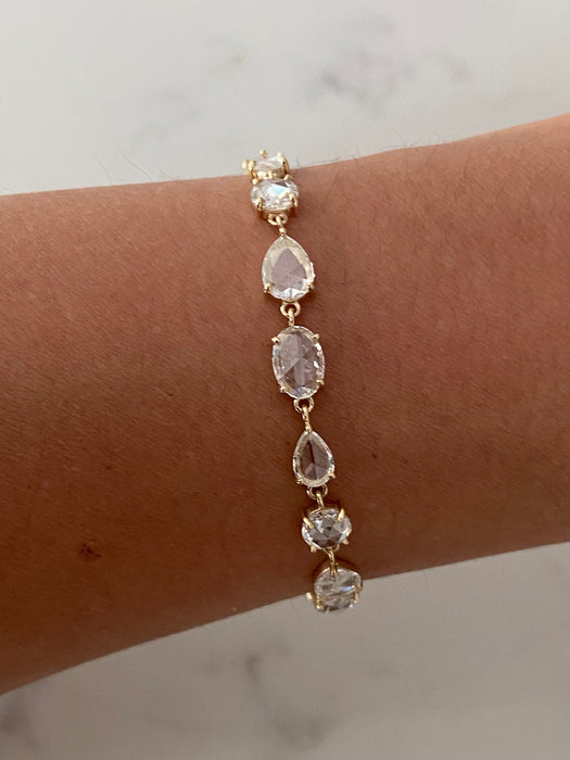 14K Yellow Gold Rose Cut Lab Diamond Tennis Bracelet – 7.2 CTW