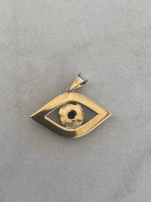14K Gold Diamond & Sapphire Evil Eye Charm