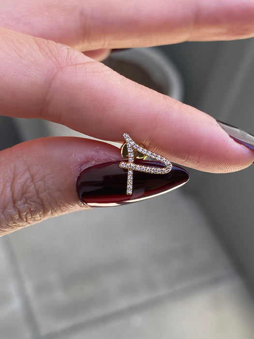 14k single earring diamond letter initial stud