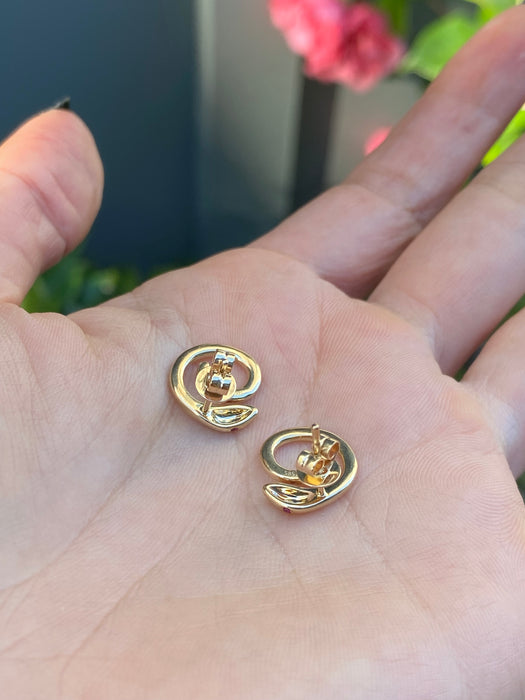 14k ruby diamond curled snake stud earrings