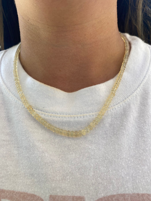Vintage 18K White Gold 28.97 TCW Opal Bead Necklace