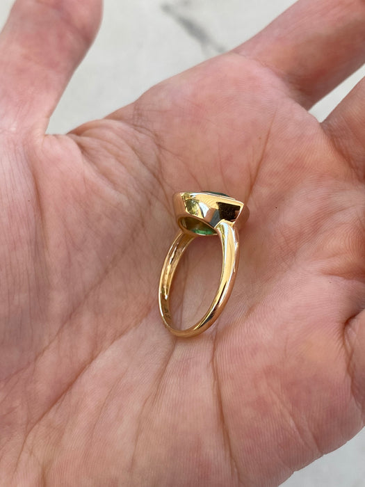 14K Gold Double Bezel Lab-Grown Emerald East-West Ring