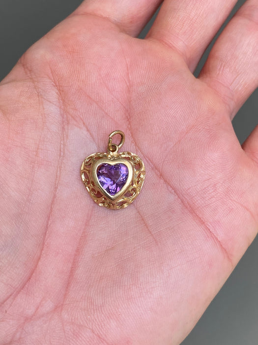 14k amethyst heart pendant