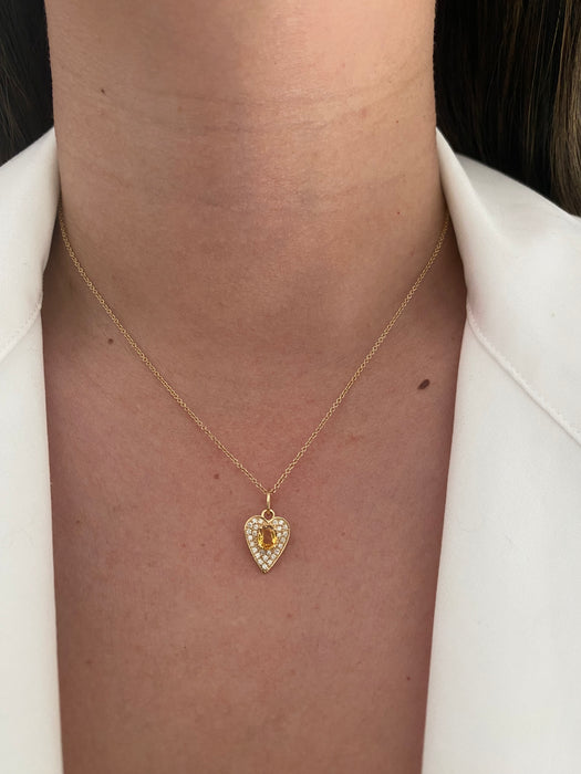 14k diamond gemstone heart pendant charm