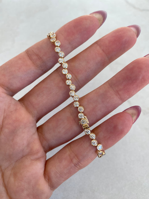 14K 2.5 Carat Lab Diamond Bubble Tennis Bracelet