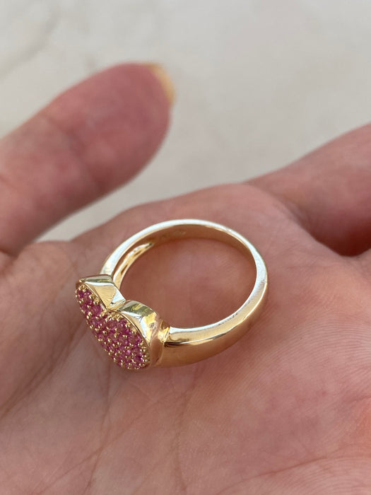 Vintage 10K Gold Pink Sapphire Heart Ring –Size 5.75