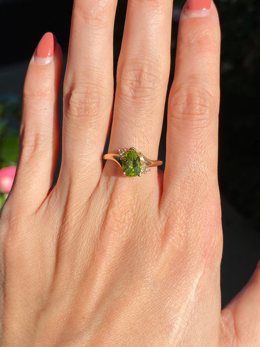14k peridot diamond ring size 7
