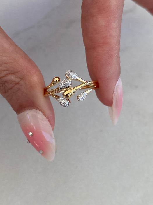14K Gold Diamond Abstract Ring