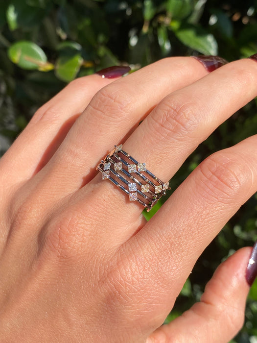 14k black diamond diamond shape eternity ring size 7