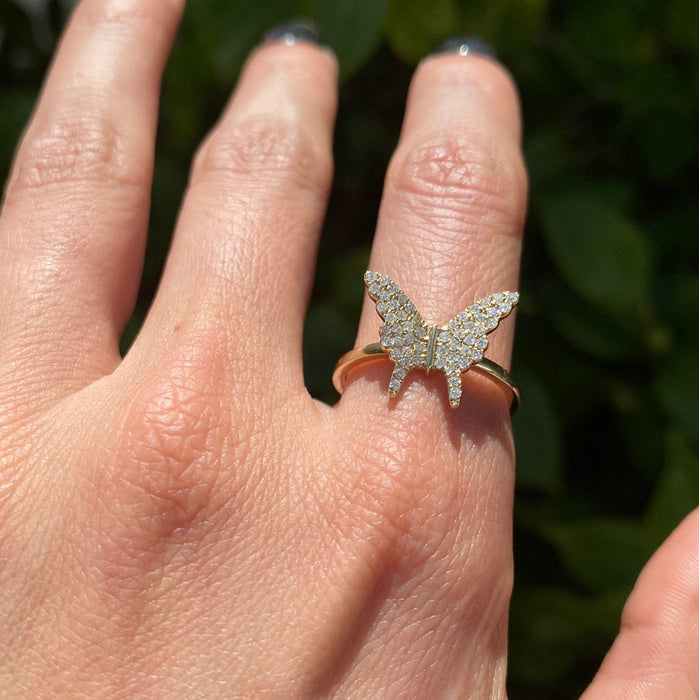 14k diamond butterfly ring size 6.75