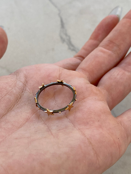 14K Black Rhodium Diamond Star Eternity Ring