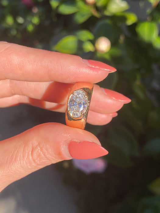 Blossom- 14k lab 2 carat oval east to west diamond ring size 7