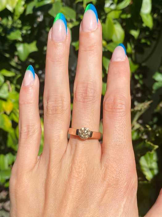 18k rose gold brown diamond ring size 6