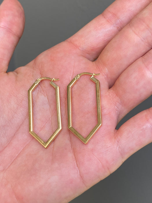 14k pointed geometric hoop earrings