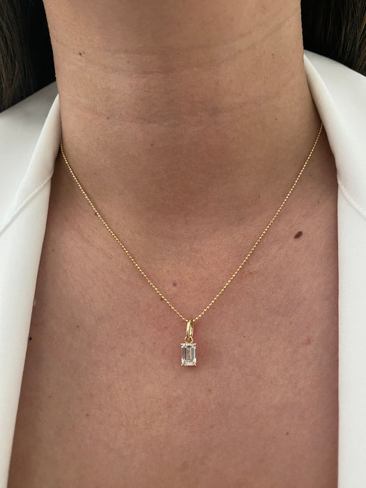 14k 1.03 tcw lab emerald cut diamond pendant