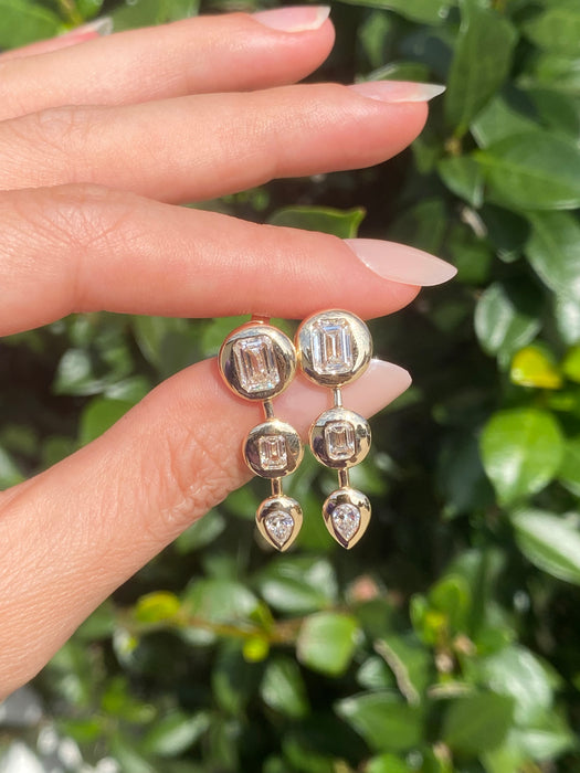 14k lab 2.2 carats diamond chunky bezel set earrings