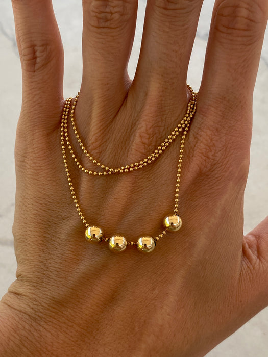 Vintage 14K Gold Sliding Bead Chain Necklace – 20”