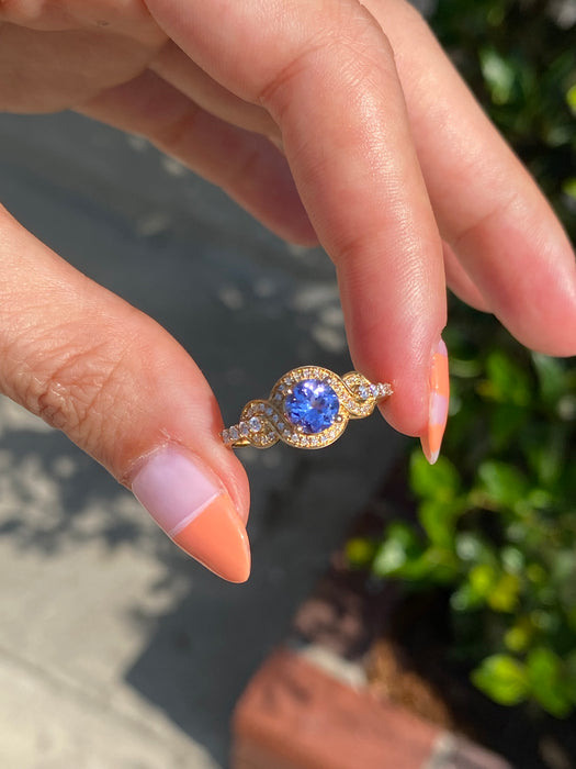 14k whimsical tanzanite diamond ring size 6.5