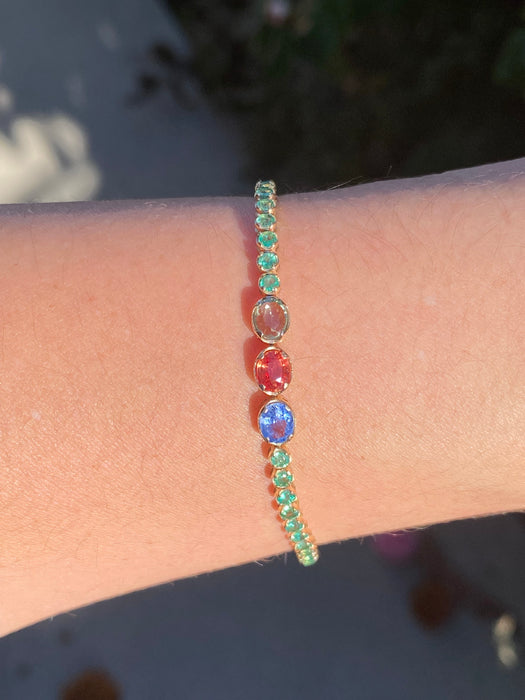 14K Sapphire & Emerald Tennis Bracelet – 3.75 TCW