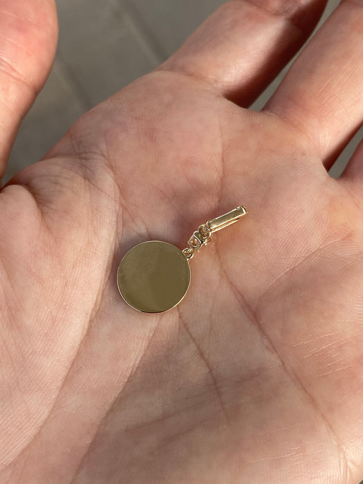 14K Gold Fluted Diamond Disc & Star Charm