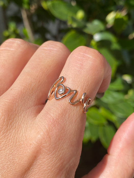 14k rose gold diamond love diamond ring size 5