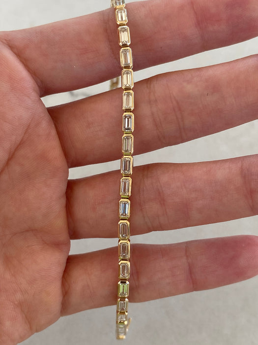 14K Bezel-Set 5.8 TCW Emerald Cut Lab Diamond Bracelet