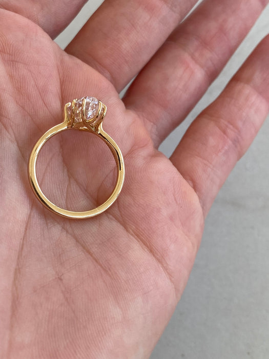 14K Gold 3.50 Carat IGI Certified Lab Diamond Moval Solitaire Ring
