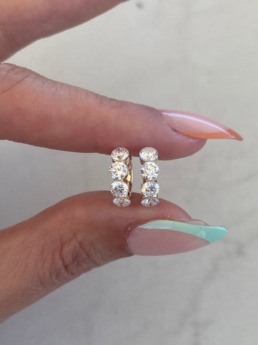 14K 1.36 TCW Lab Diamond Invisible Set Huggie Earrings