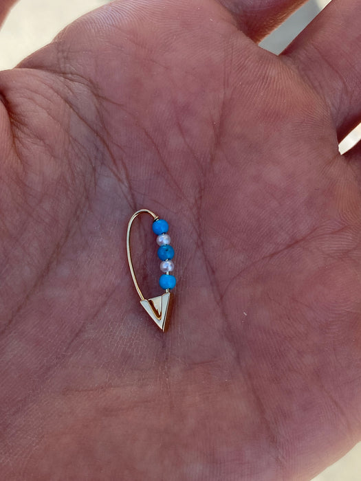 14k diamond arrow turquoise pearl earring charm connector pin