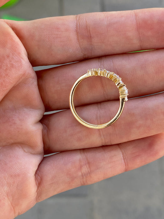 14K Gold Rose Cut Lab Diamond Chevron Ring