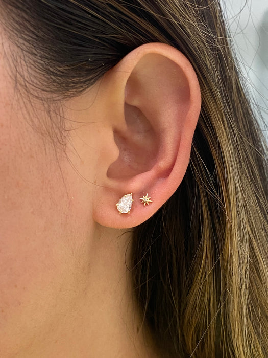 14K Gold Lab Diamond North Star Flat Back Screw-On Stud Earring | Single