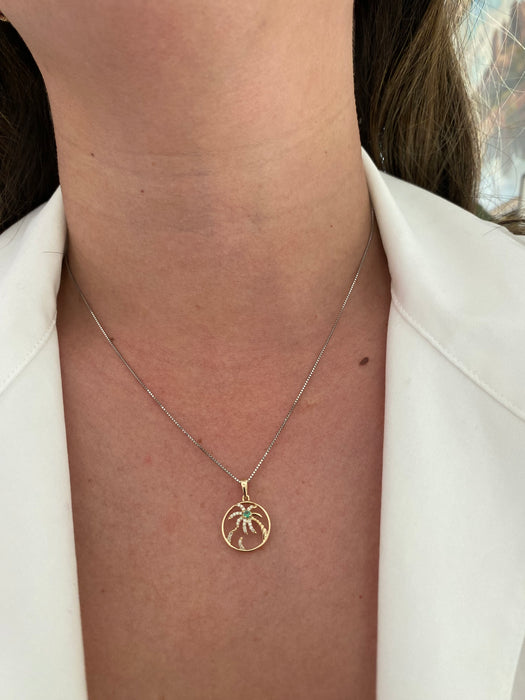 14k emerald diamond palm tree charm