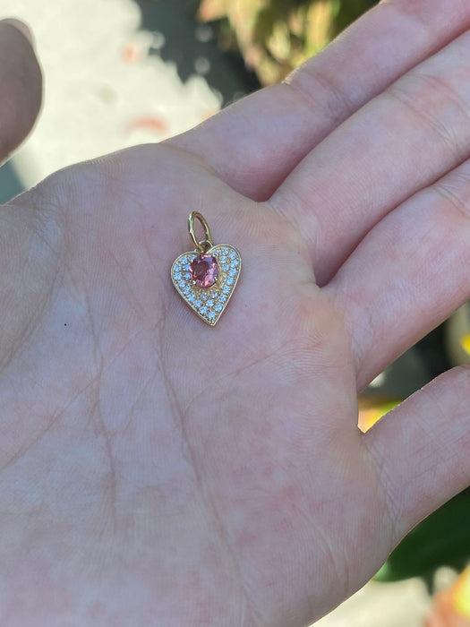 14k diamond gemstone heart pendant charm