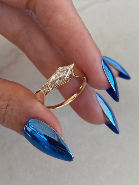 14K Step-Cut Elongated Kite Lab Diamond Ring