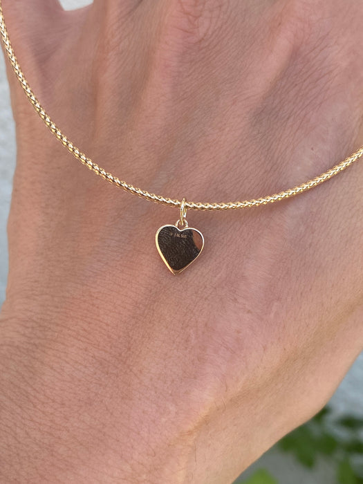 14K Gold Diamond Mother of Pearl Heart Charm