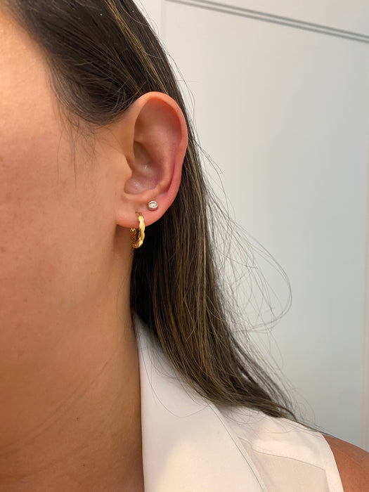 14k geometric huggie earrings