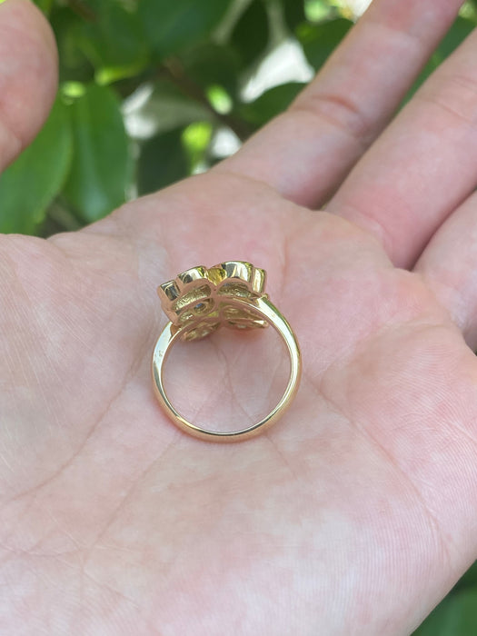 18k diamond blue sapphire clover bypass ring size 5