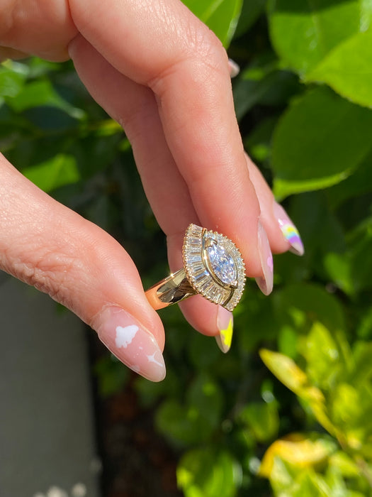 18k ballerina marquise diamond ring size 6.75