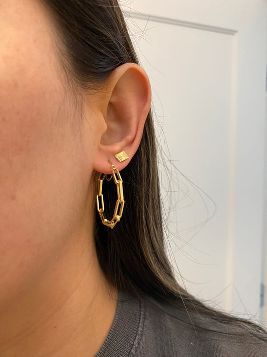 14k paperclip hoop earrings