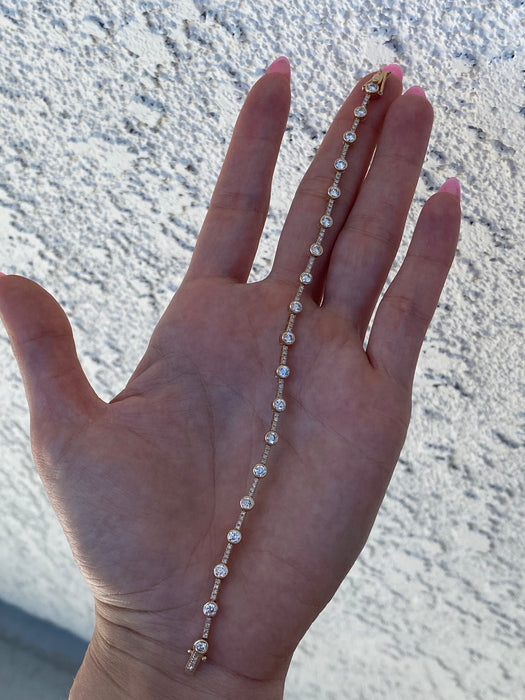 14K Yellow Gold Diamond Tennis Bracelet – 2.63 TCW Bezel & Prong Set Diamonds