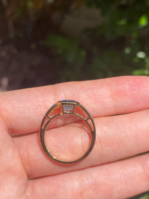 18k blue topaz, peridot, citrine amethyst ring size 6.5