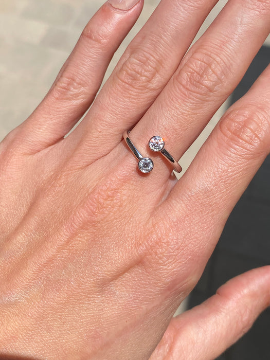 14K White Gold Lab Diamond Bypass Ring