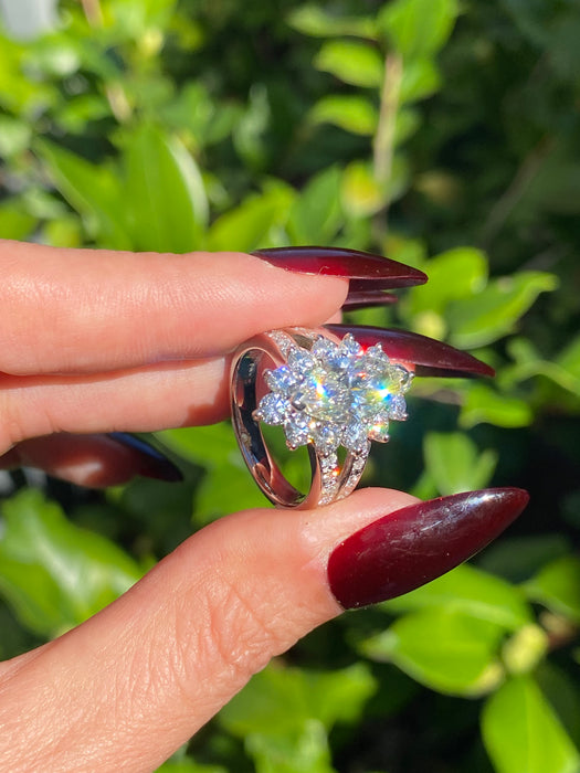 Platinum 900 3.83 tcw marquise diamond ring size 7