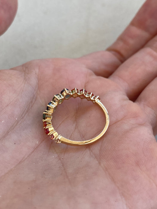 14K Gold 1.10 Carat Rainbow Sapphire Wavy Ring Size 7