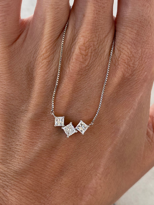 Vintage Platinum Princess Cut Diamond Necklace – 1.04 TCW