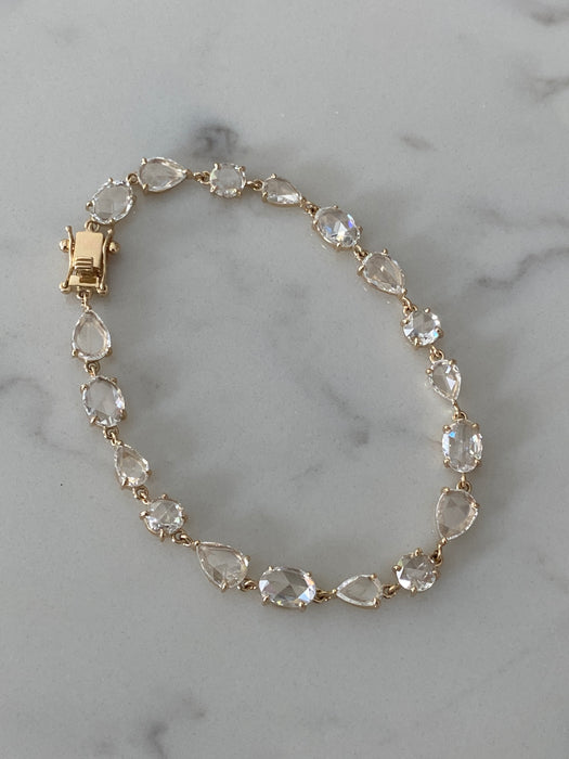 14K Yellow Gold Rose Cut Lab Diamond Tennis Bracelet – 7.2 CTW