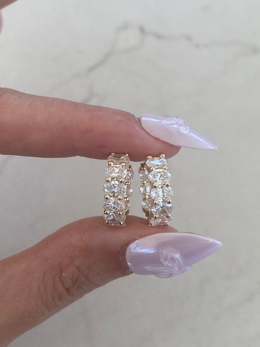 14K Gold 3.80 CTW Oval Lab Diamond Inside-Out Hoop Earrings