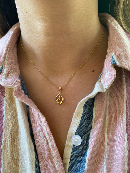 14k diamond flower pendant charm