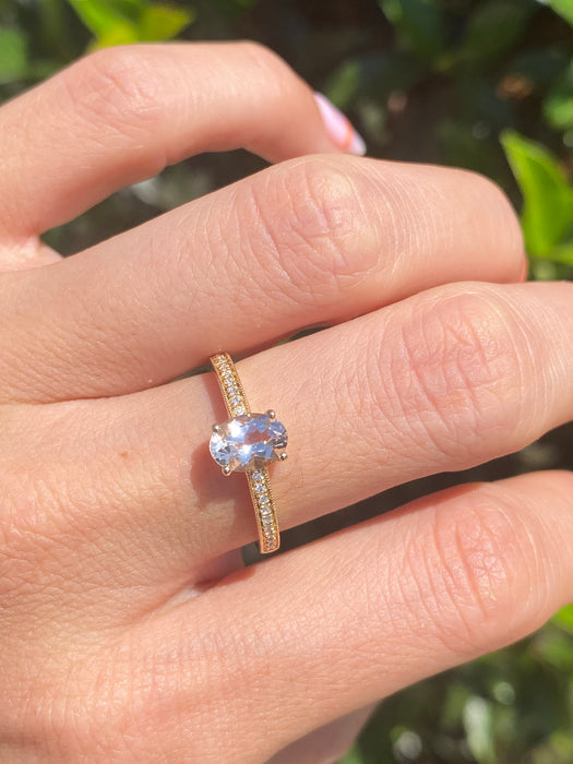 14k morganite diamond ring size 6.25