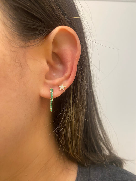 14k emerald dagger Huggie earrings